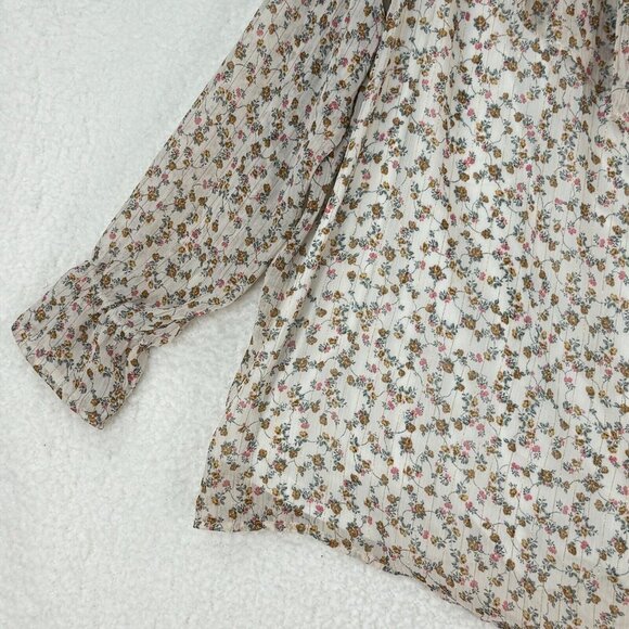 Torrid Floral Print Ruffled On-Shouler Top Womens Cream Chiffon Plus Size 2X - Picture 4 of 10